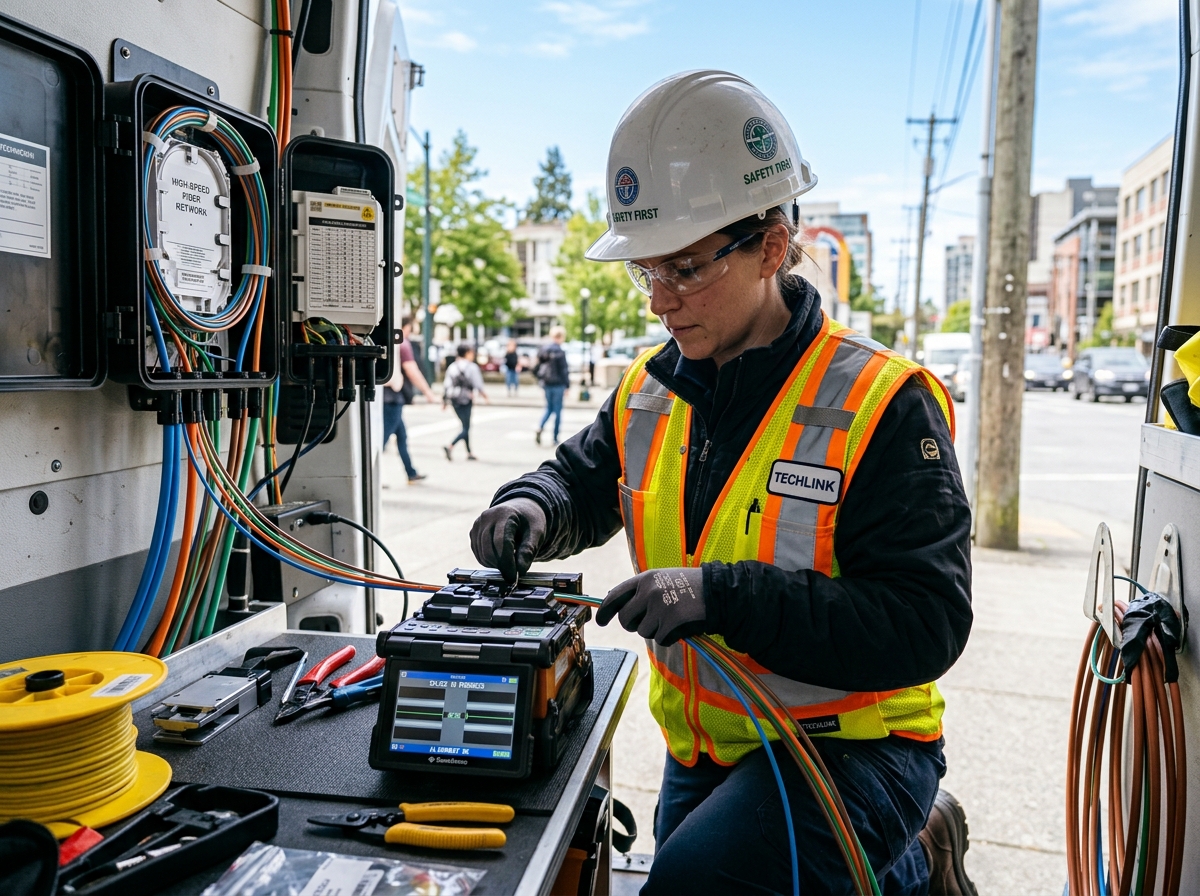 Técnico profesional de Continet en instalación de fibra